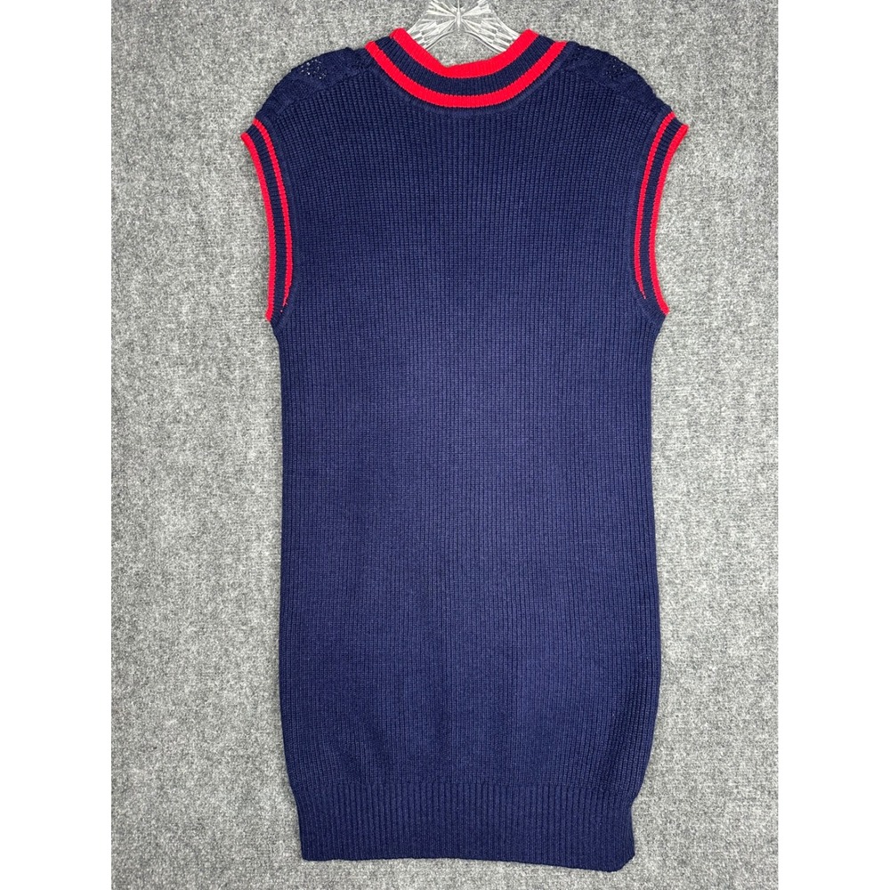 Nouveaux Womens Preppy Cable Knit Varsity Stripe Sweater Vest Navy Blue S - Picture 6 of 12